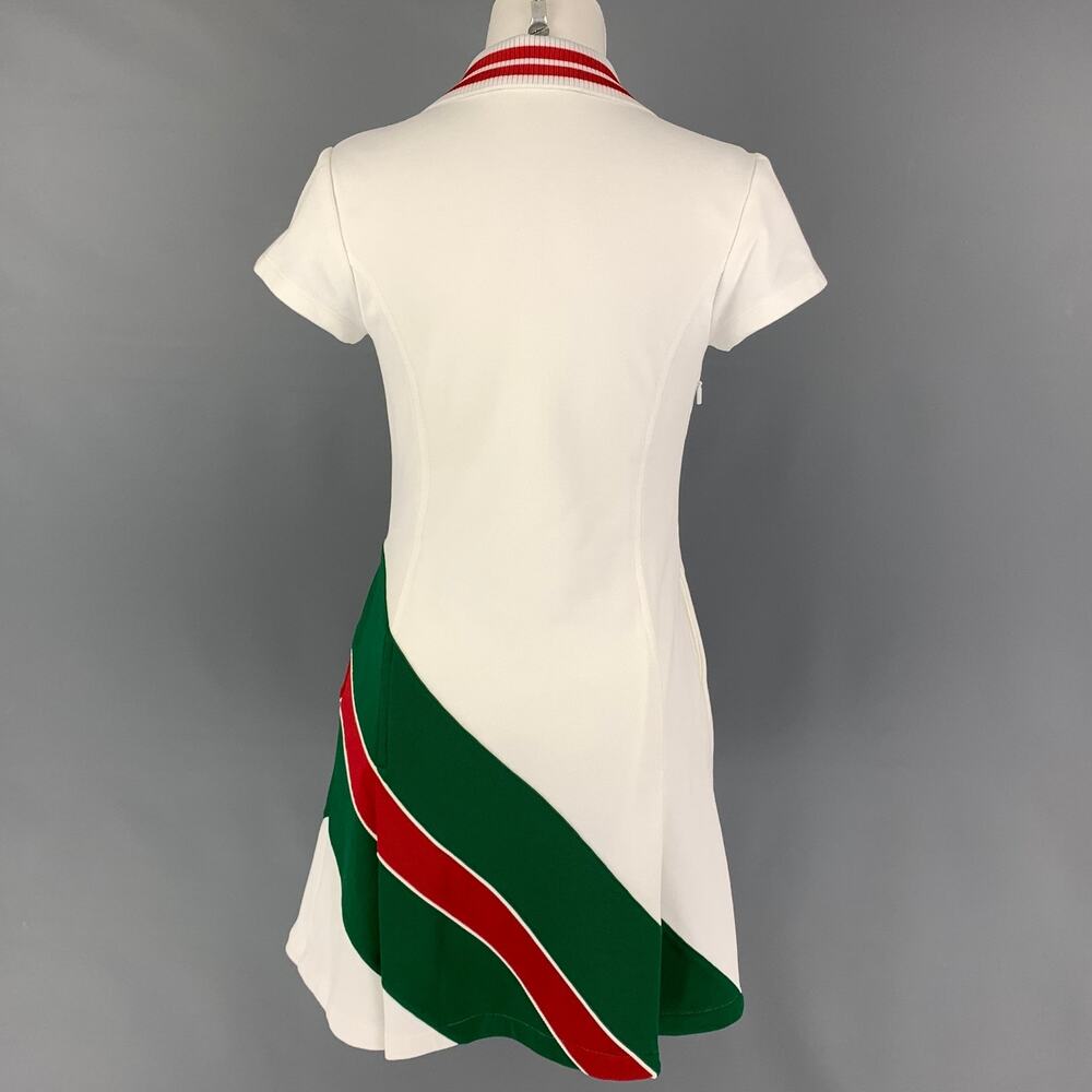 GUCCI Size XS White Green Polyamide Blend Web Stripe Mini Dress - Picture 3 of 5